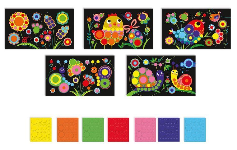 Janod Zestaw kreatywny Okrągłe naklejki Wiosna 3+