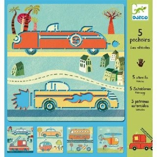 Djeco Szablony do Rysowania Pojazdy 4+ | Edukacyjna Zabawka