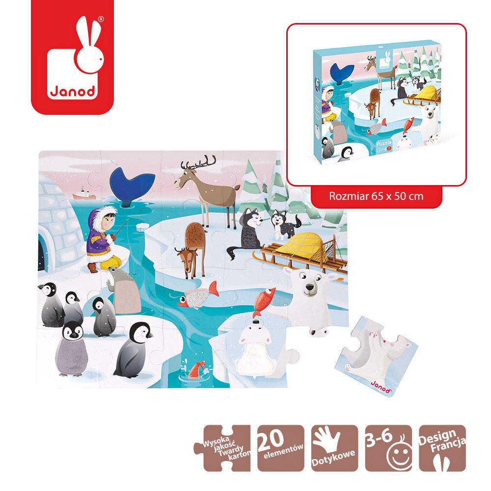 Janod Puzzle Sensoryczne Lodowa Kraina 20el 3+