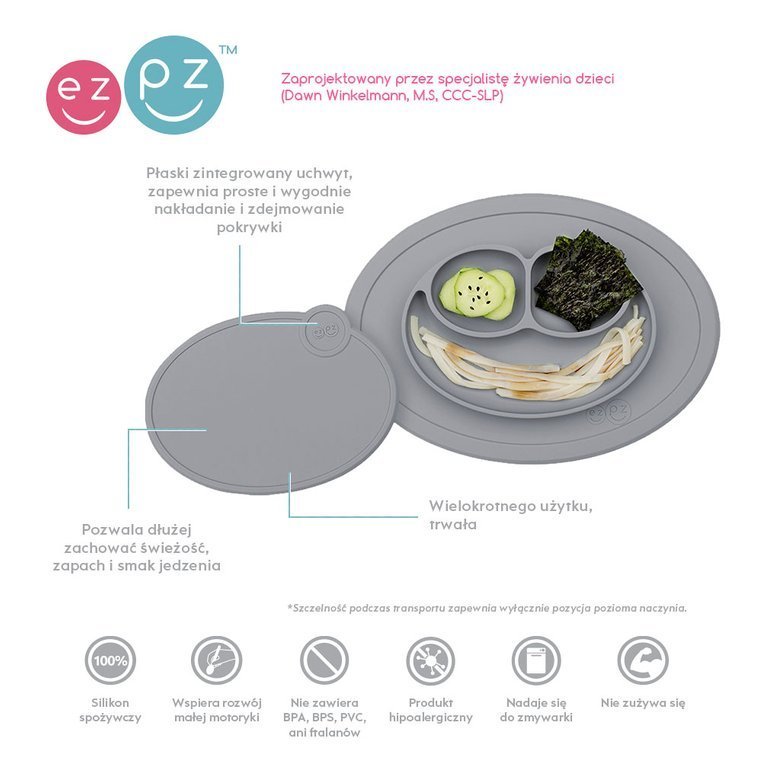 EZPZ Silikonowa Pokrywka Mini Mat szara 6m+