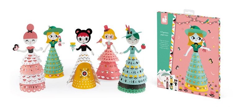 Janod Zestaw Papierowe Laleczki 3D Kreatywny 6+