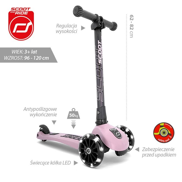 Scoot & Ride Hulajnoga Highwaykick 3 LED Rose 3+
