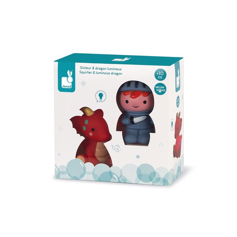 Janod, Zestaw figurek do kąpieli Rycerz i świecący smok 10 m+