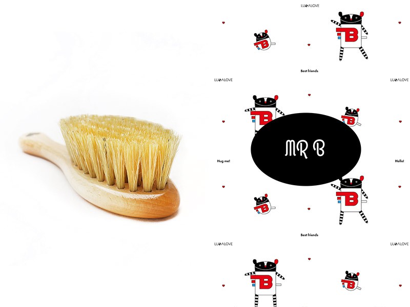 Lullalove Szczotka z myjką Mr B - Naturalne włosie 0+