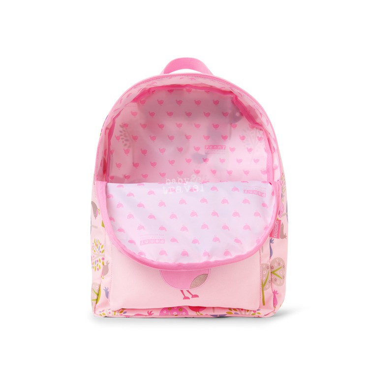 Duży plecak różowy w ptaszki