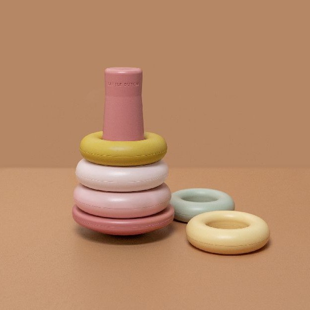 Little Dutch Piramida Różowa Sortowanie 5 Pierścieni 6m+