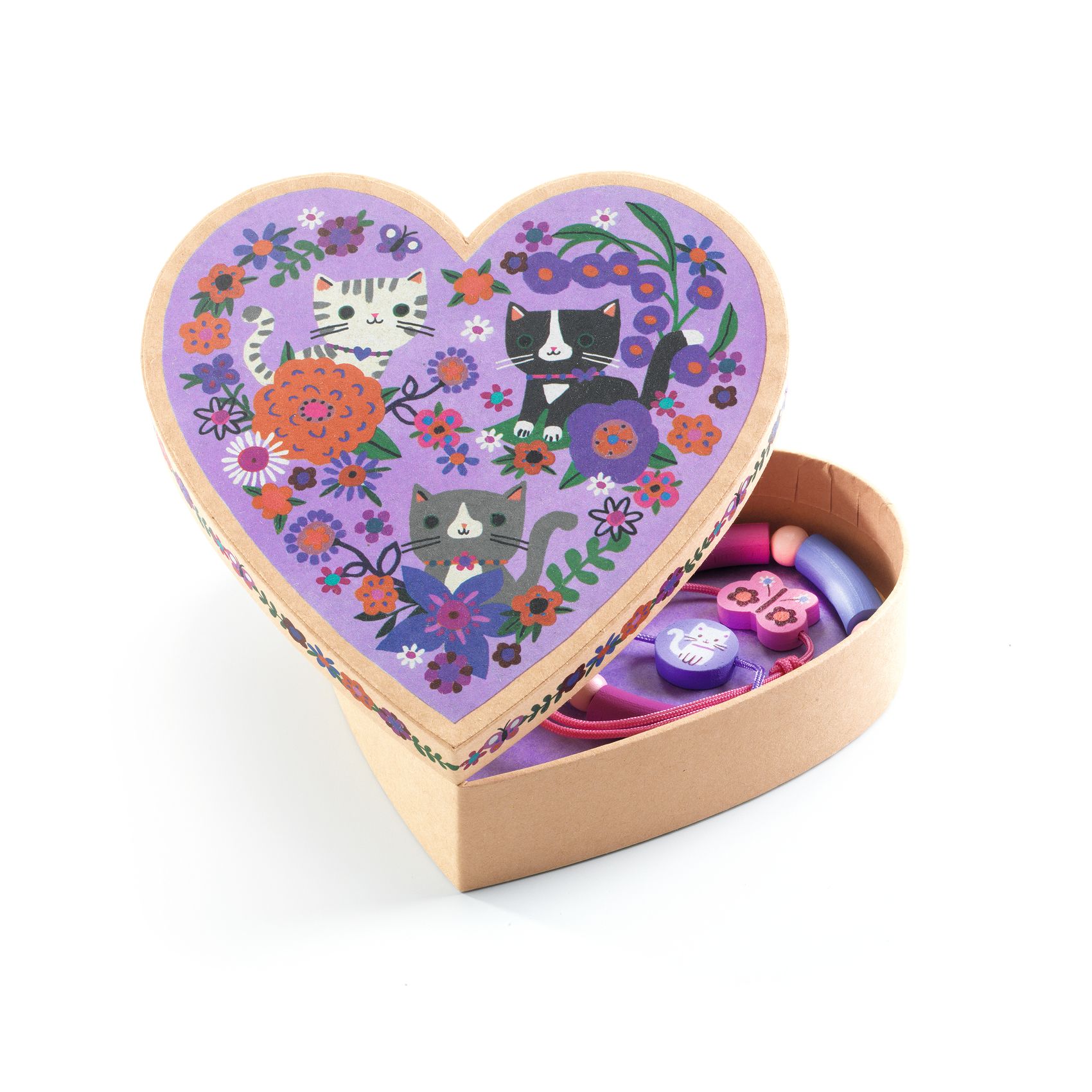 Djeco Bransoletki w Pudełku Serce Kotki Zestaw 4+