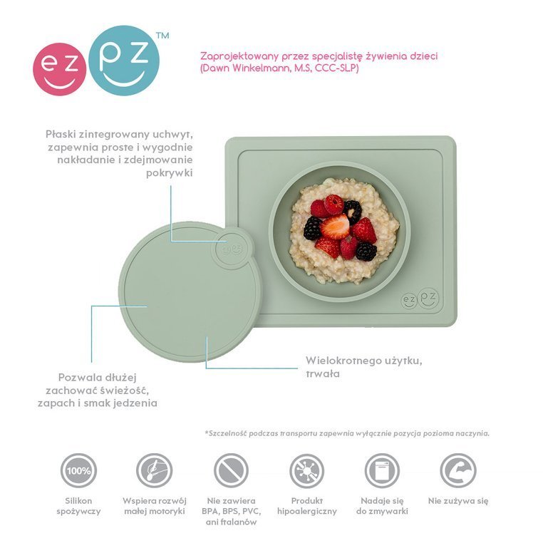 EZPZ Pokrywka do miseczki Mini Bowl Pastelowa Zieleń
