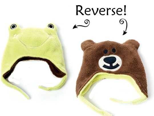 FlapJack Czapka Zimowa Dwustronna Żabka/Miś 6m-3l