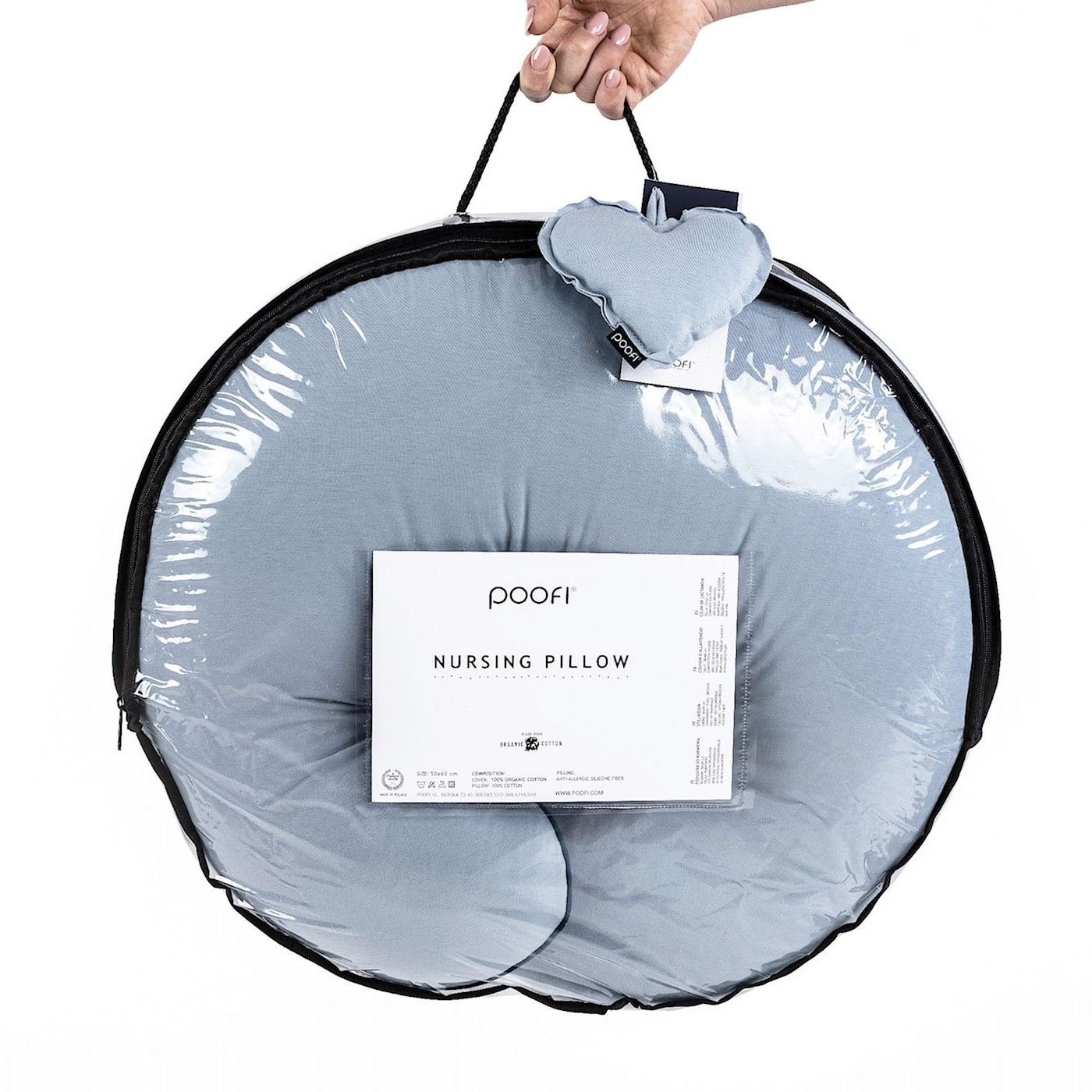 Poofi Poduszka do karmienia Organic dusty blue