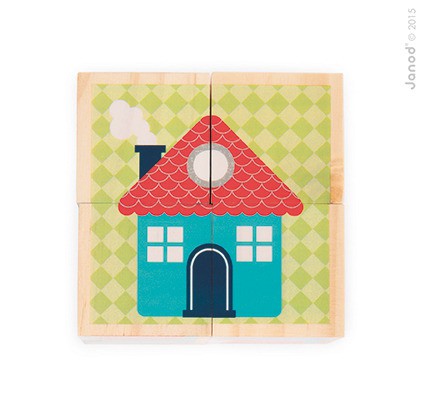 Janod Klocki Puzzle 6w1 Pierwsze słowa 18m+