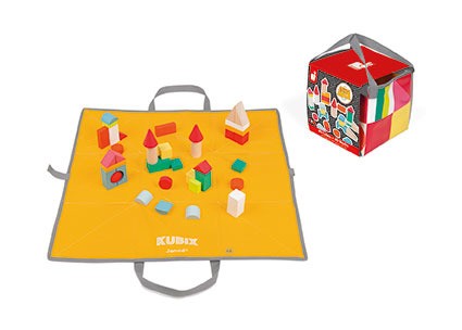 Janod Klocki Drewniane Kubix z Matą 40 el. 2+