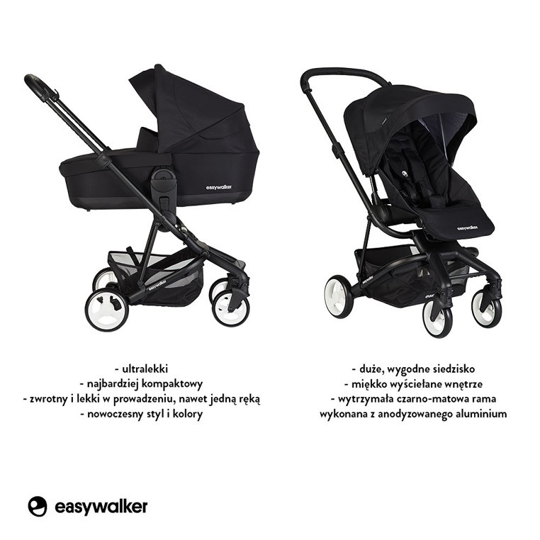 Easywalker Charley Wózek Głęboko-Spacerowy Night Black 0+
