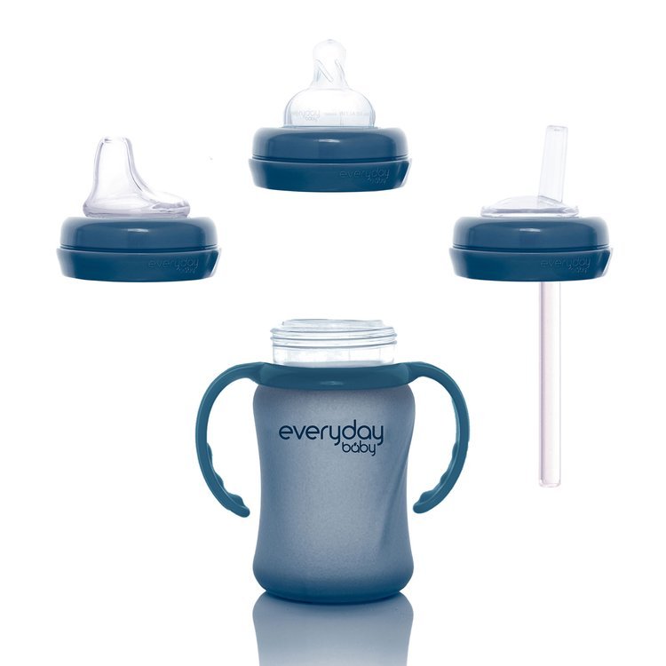 Everyday Baby Szklana butelka reagująca na temperaturę 150 ml borówkowa S