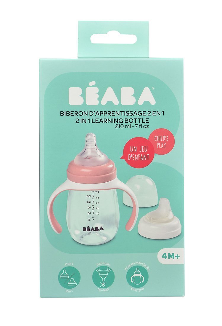 Beaba Butelka treningowa 2w1 Tritan 210 ml old pink 6m+