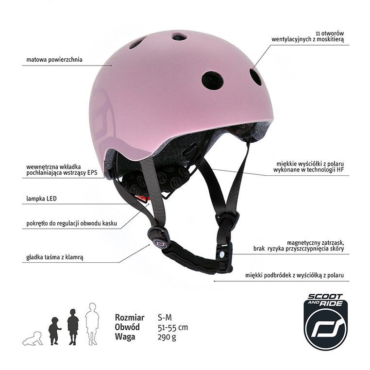 Scootandride Kask dziecięcy S-M 3+ Rose