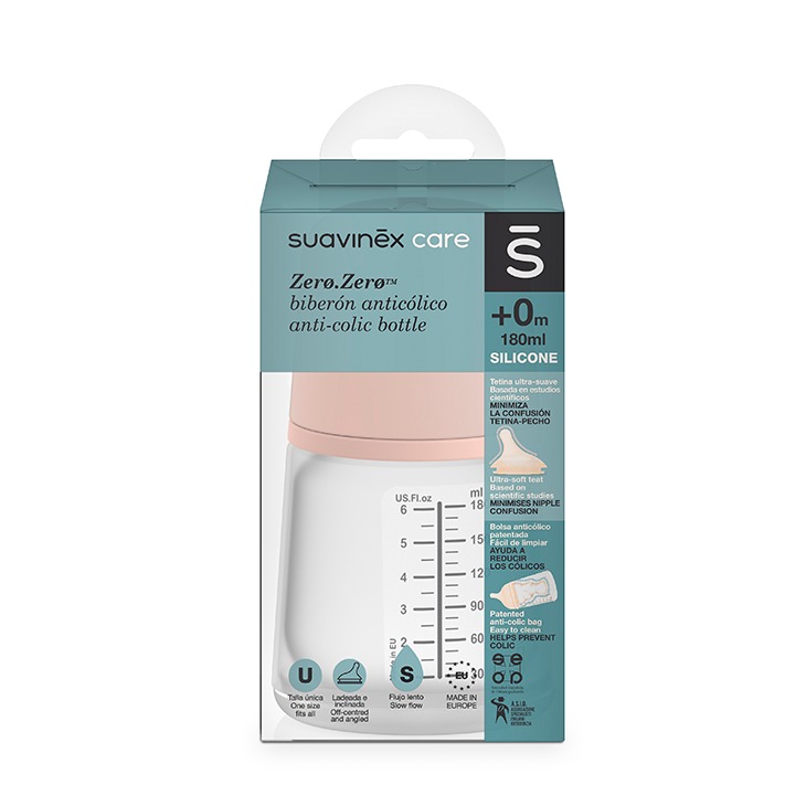 Suavinex Butelka Antykolkowa Zero Zero 180ml Wolny Przepływ 0-3m