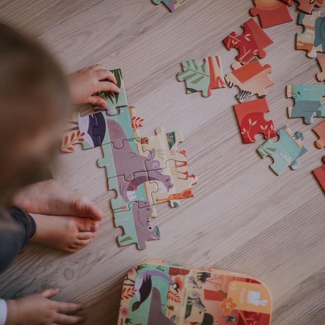 Janod Puzzle w walizce Rezerwat zwierząt 54el 4+