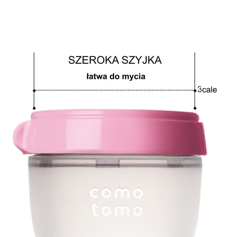 Comotomo Butelki Antykolkowe Silikonowe 250 ml Różowe (2 szt.) 3+ m
