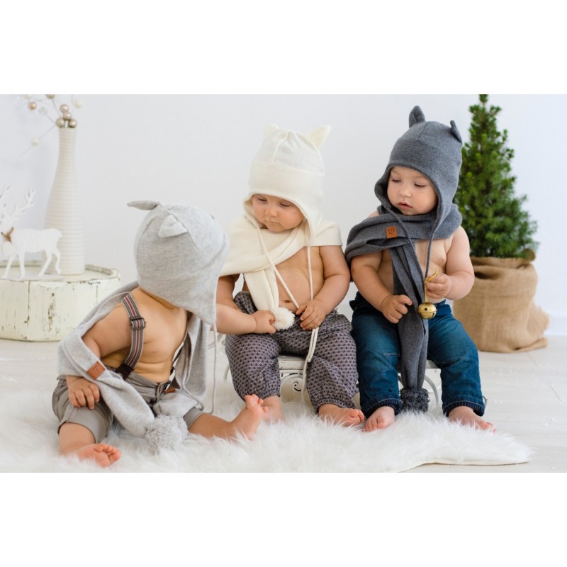 Effii Szalik Kaszmirowy z Pomponami L Srebrzysty 1-6 lat