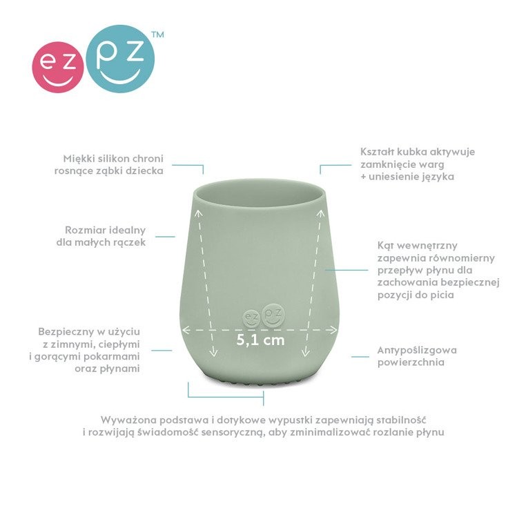 EZPZ Komplet naczyń silikonowych First Foods Set 6m+ pastelowa zieleń