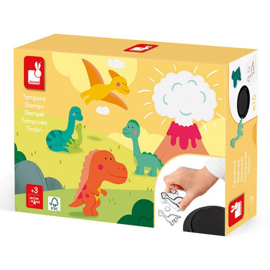 Janod Zestaw Kreatywny Stempelki Dinozaury 18m+