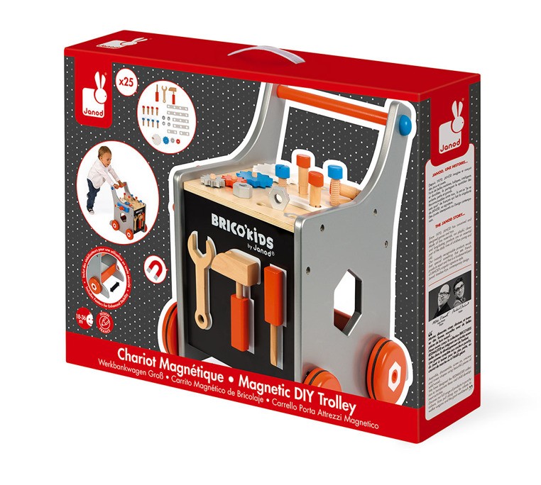 Janod, Wózek warsztat magnetyczny z narzędziami Brico ‘Kids