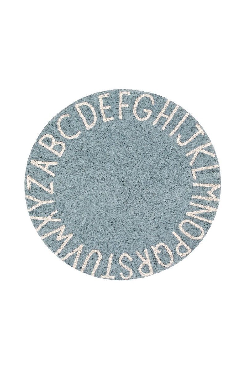 Lorena Canals Dywan bawełniany Round ABC Vintage Azul Natural Ø 150 cm