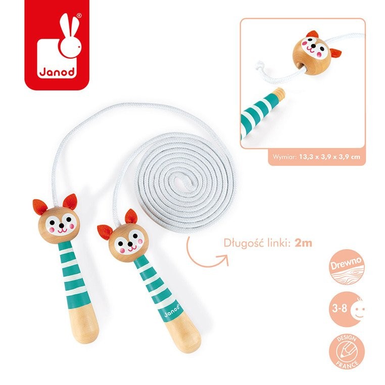 Janod Skakanka z Liskiem Drewniane Rączki 3+