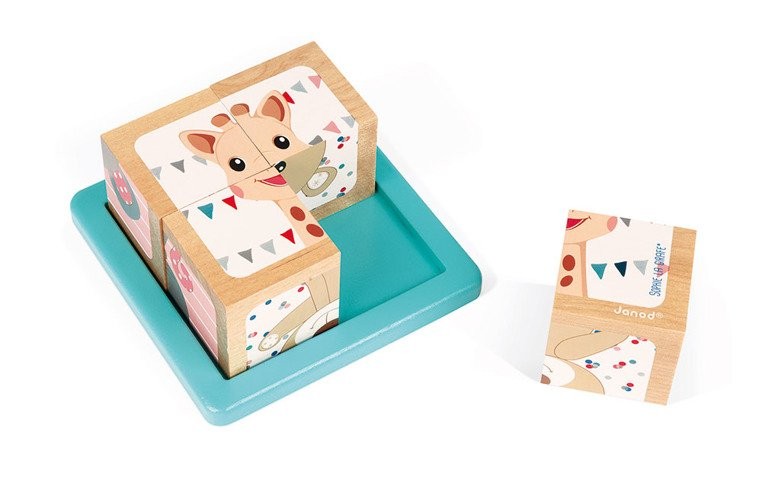 Janod Puzzle Klocki 6w1 Żyrafka Sophie 12m+