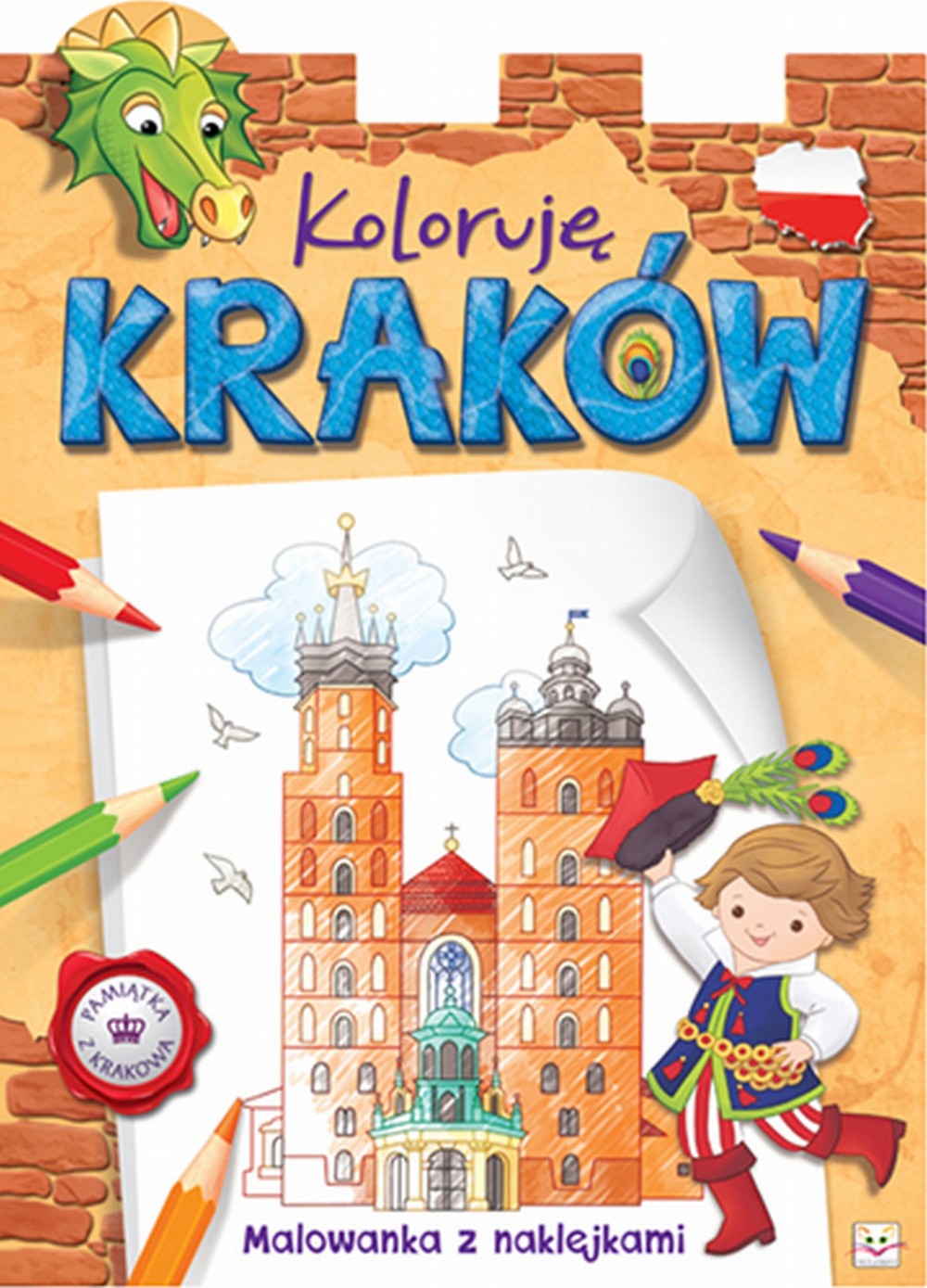Kolorowanka Kraków z naklejkami dla dzieci 3+