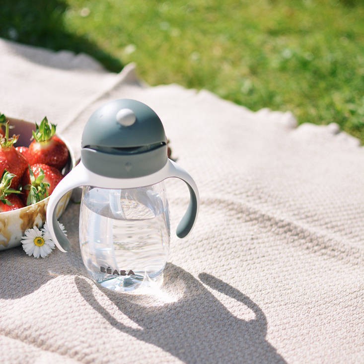 Beaba Kubek Niekapek ze Słomką 300ml Mineral Grey 8m+