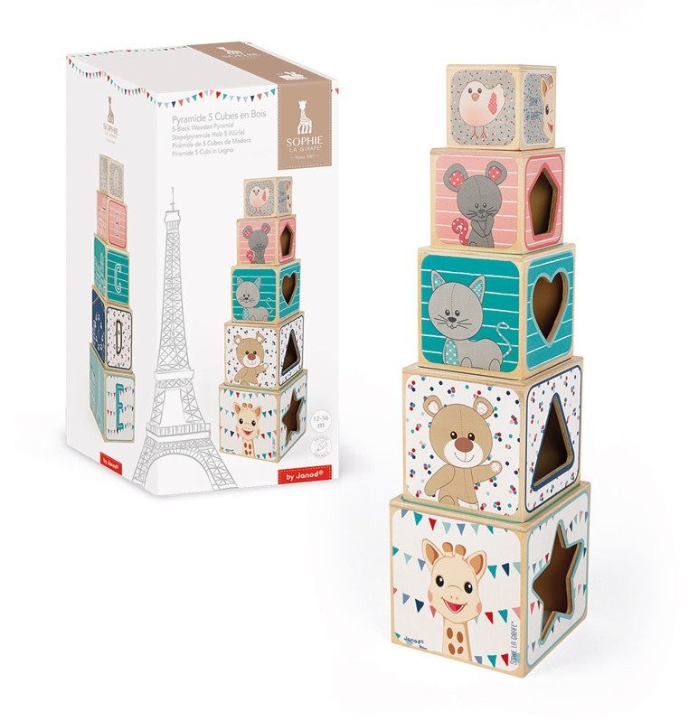 Janod Piramida Wieża Żyrafka Sophie 12m+