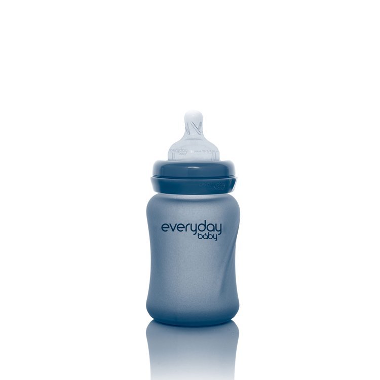 Everyday Baby Szklana butelka reagująca na temperaturę 150 ml borówkowa S