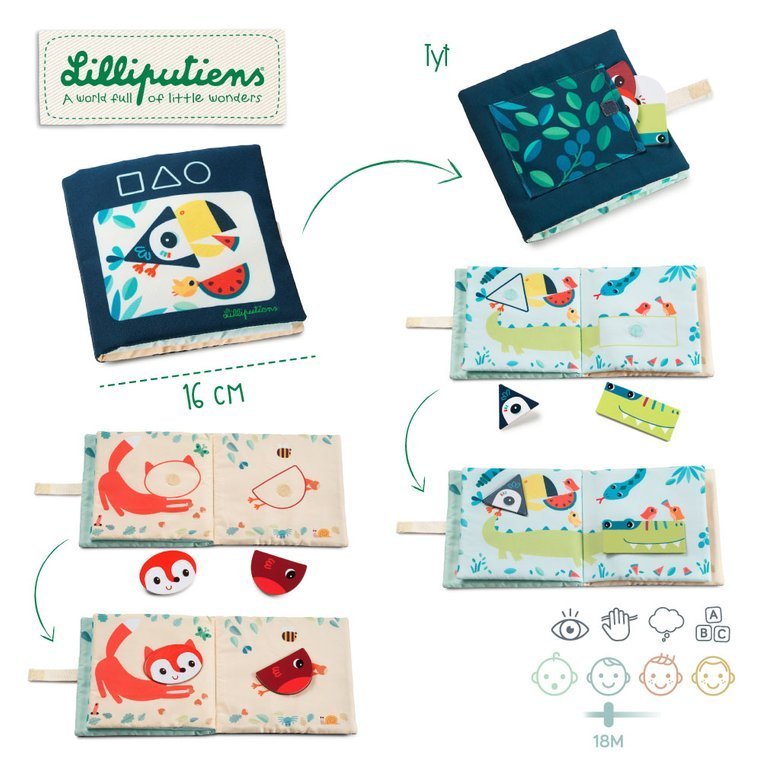 Lilliputiens Miękka książeczka nauka kształtów 18m+