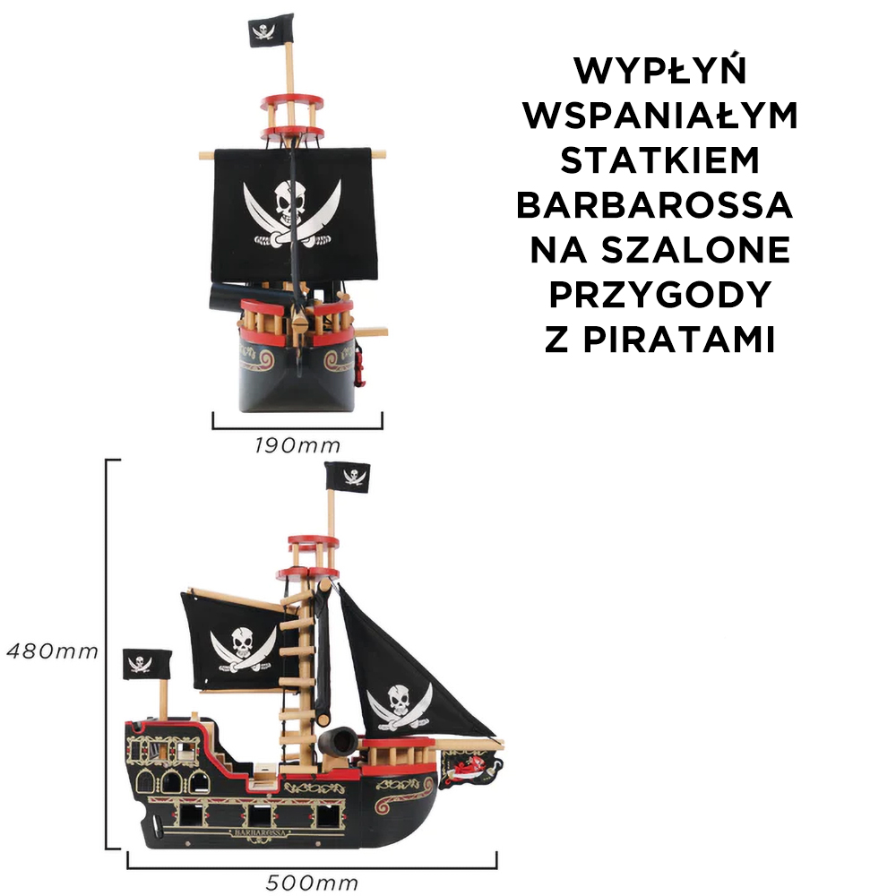 Le Toy Van – Drewniany statek piracki Barbarossa FSC 3+