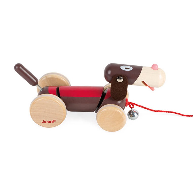 Janod Drewniany Piesek do Ciągnięcia 18m+ Stabilny