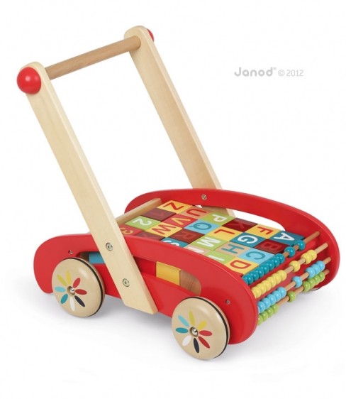 Janod Wózek z Klockami Alfabet i Liczydło 18m+