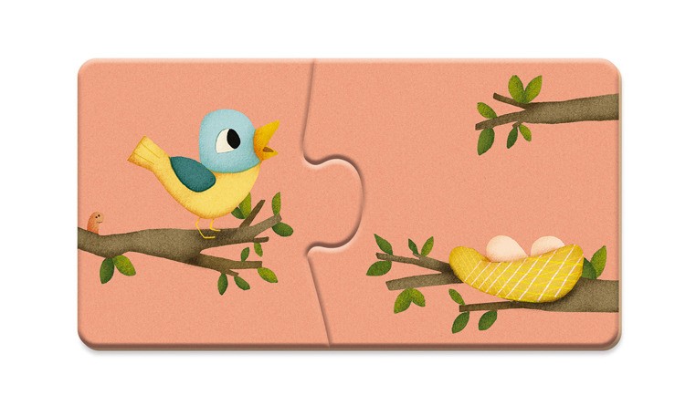 Janod Dwuczęściowe puzzle Zwierzęta i domki 20el 2+