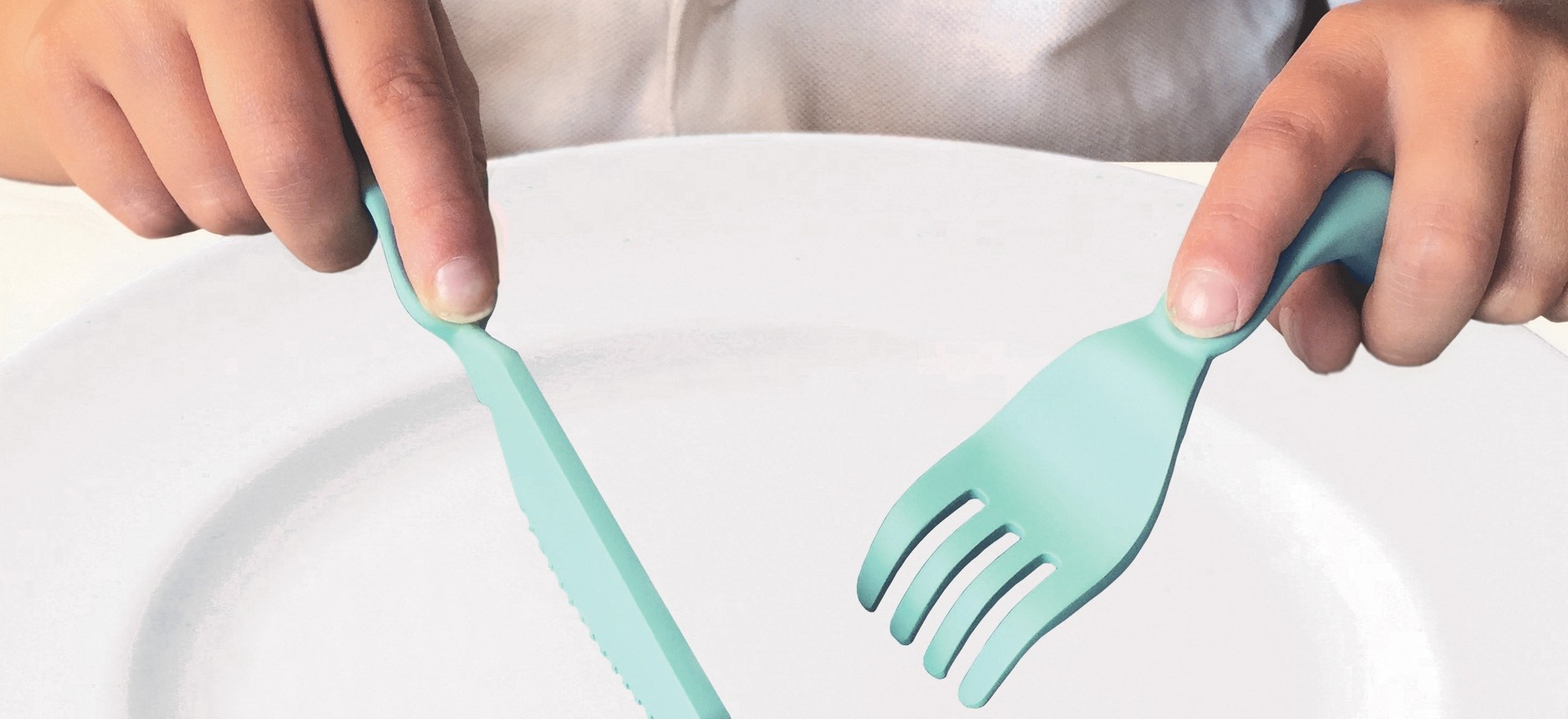 ObBabee Sztućce Niebieskie dla Dzieci 1+