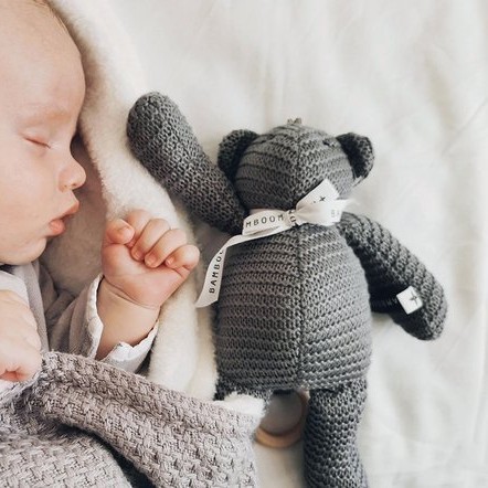 Bamboom, Miękki miś z pozytywką 30cm - popielaty