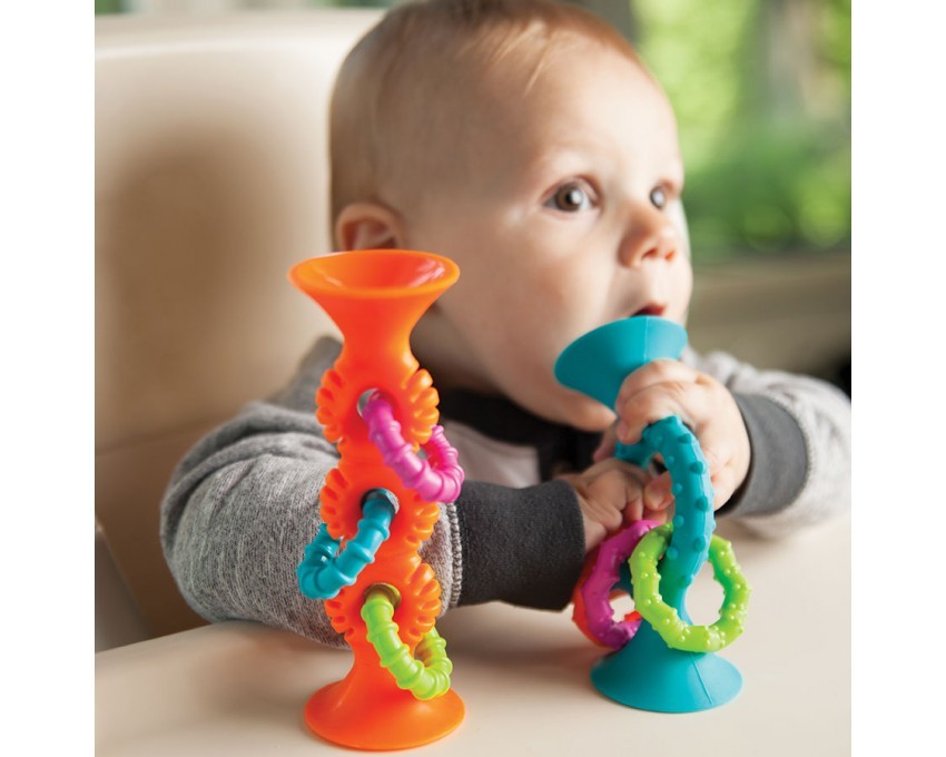 Fat Brain Toy Bobo Przyssawka Grzechotka Niebieska 6m+