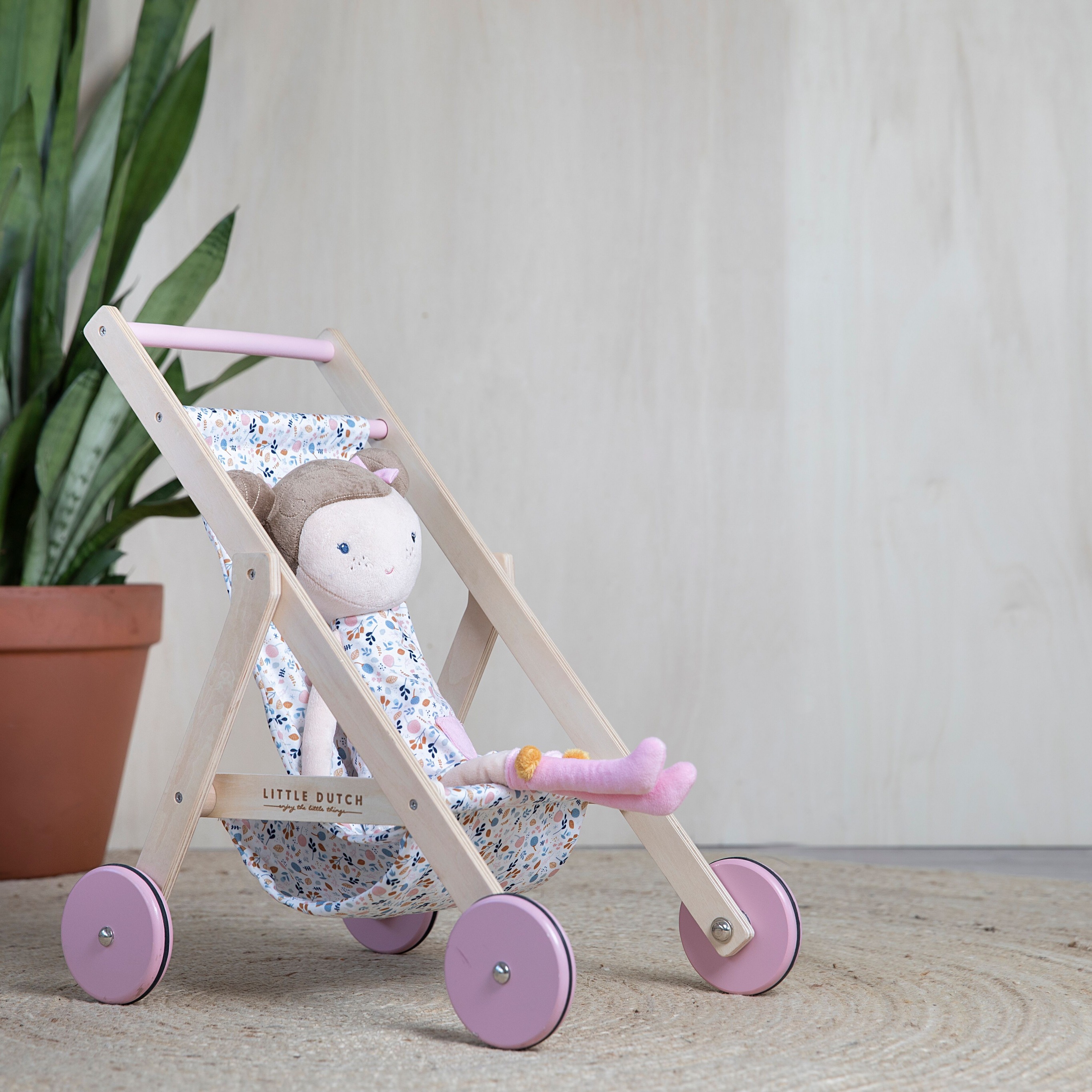Little Dutch Wózek Drewniany dla Lalek Spring Flowers 2+