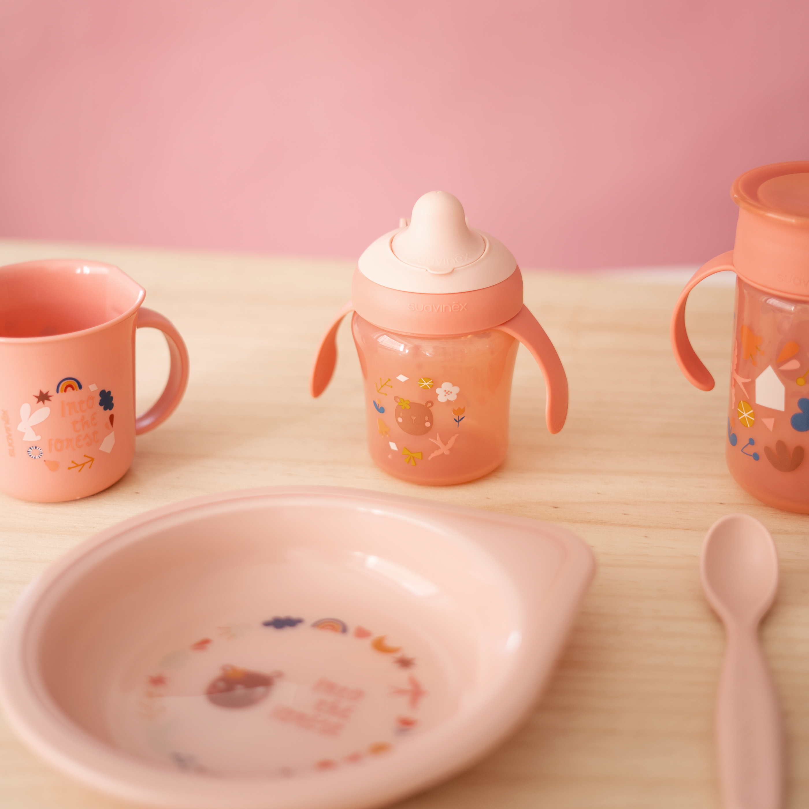 Suavinex Pierwszy kubek Forest 150ml - różowy 6m+