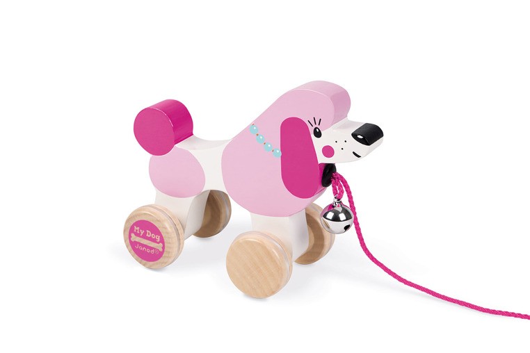 Janod Piesek Drewniany do Ciągnięcia Pudel 12m+