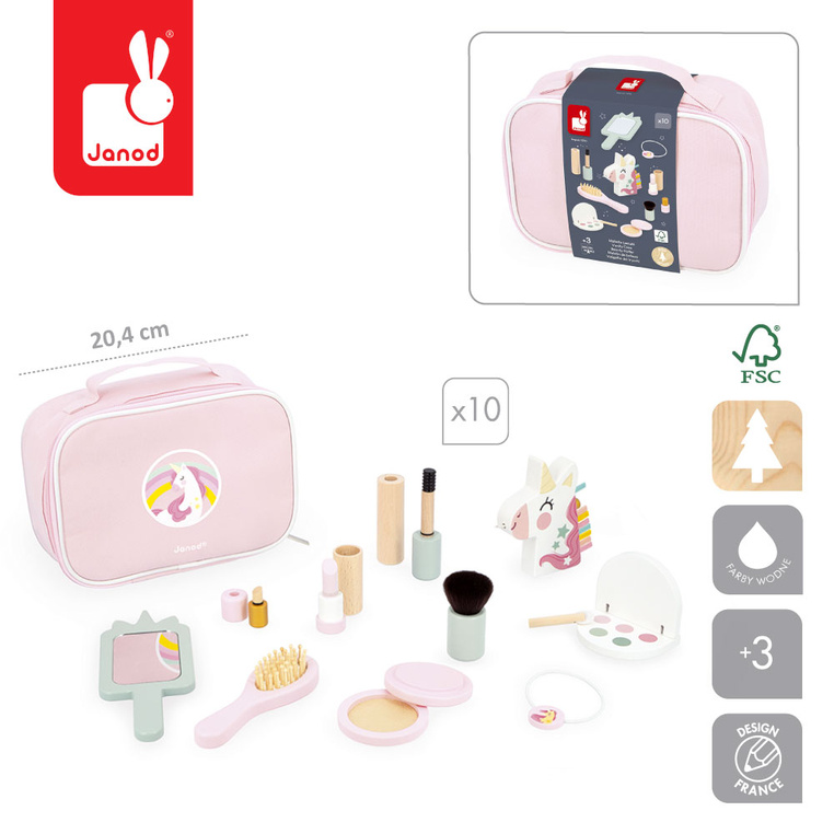 Janod Kosmetyczka Mała Miss Jednorożec 10 akc. 3+
