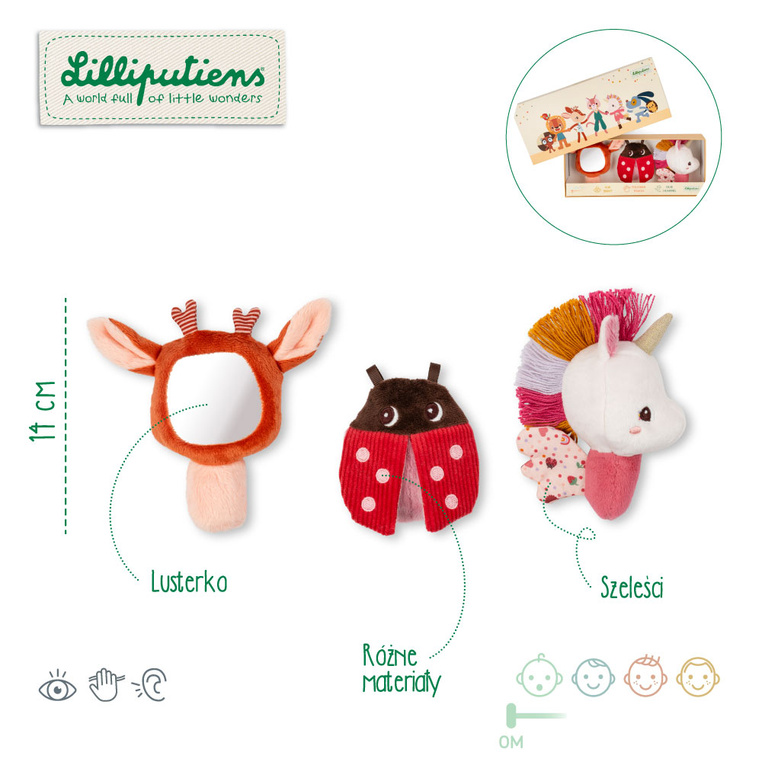 Lilliputiens Multisensoryczny zestaw Jednorożec Lena 0+