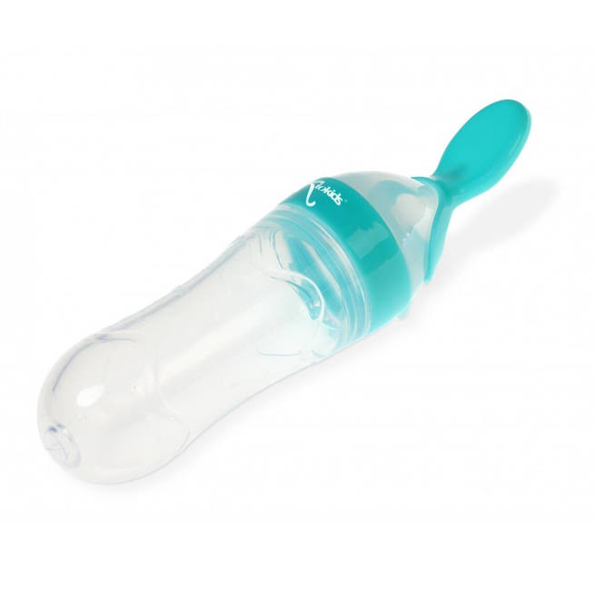 Kiokids Pojemnik Silikonowy z Łyżeczką Niebieski 6m+