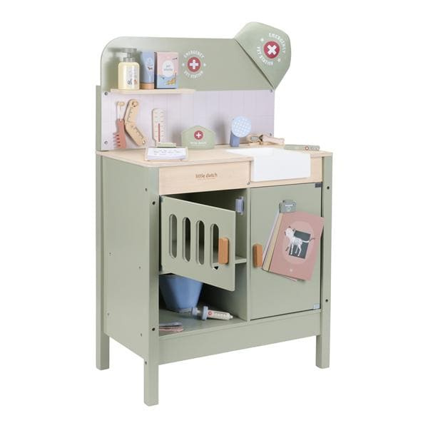 Little Dutch – Drewniany gabinet weterynarza FSC – zestaw do zabawy w opiekę nad zwierzętami 3+