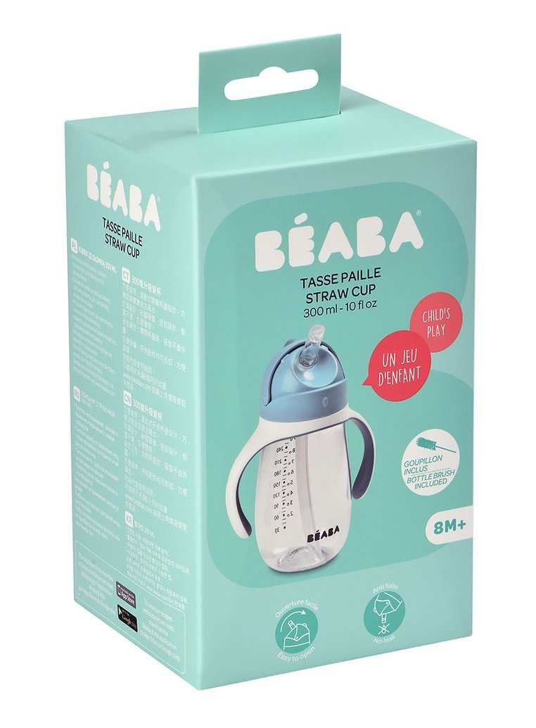 Beaba Kubek Niekapek ze Słomką 300ml Windy Blue 8m+